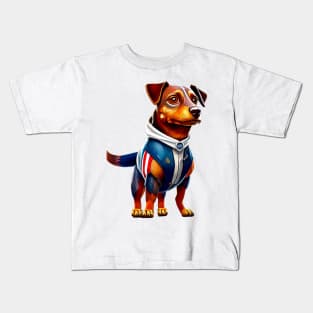 Defender of Freedom: Dachshund as the USA's Patriotic Superhero Kids T-Shirt